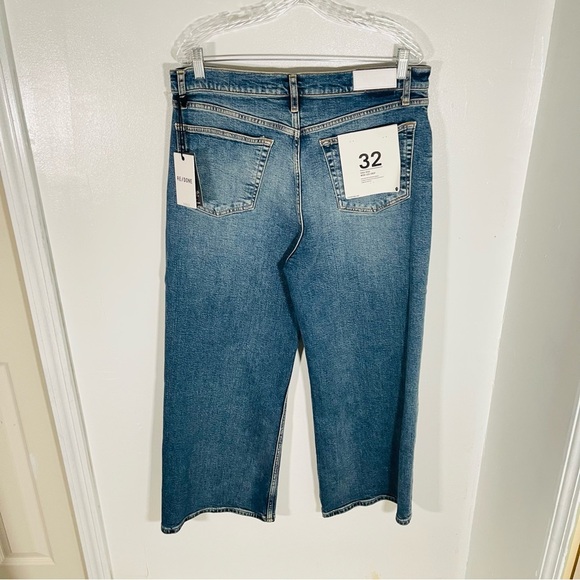 NWT Re/Done High Rise Wide Leg Crop Jeans Crafted Indigo Denim Size 32 - Picture 10 of 10